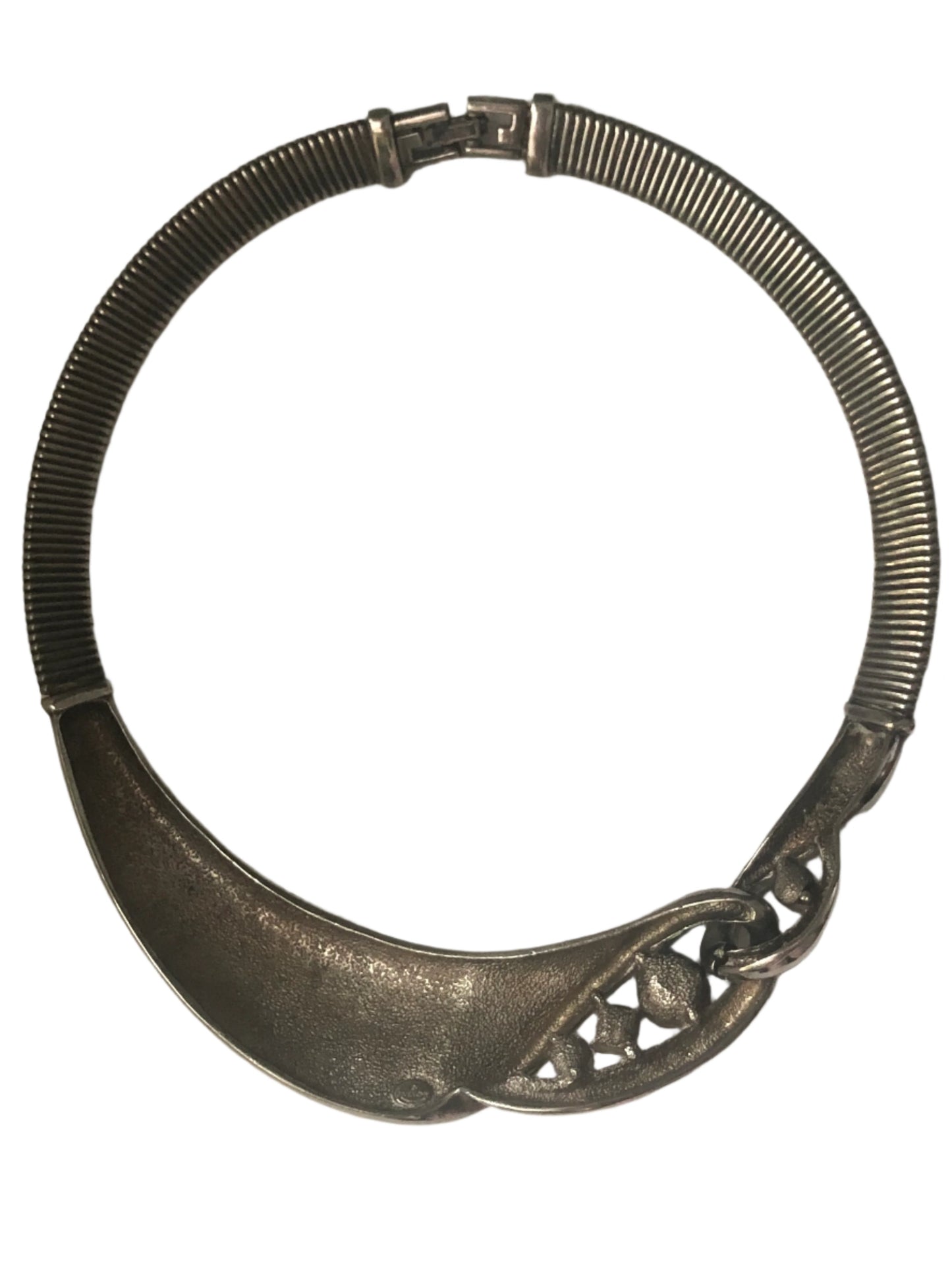 Vintage GIVENCHY necklace collar silver tone rhinestones