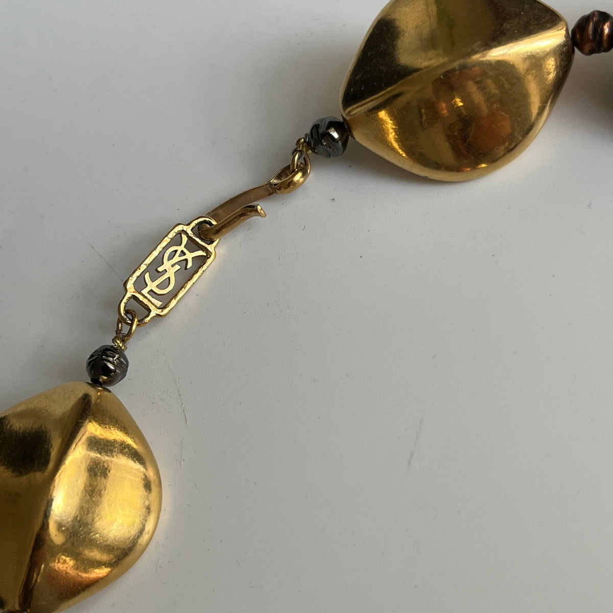 Vintage YSL necklace large beads multi tone