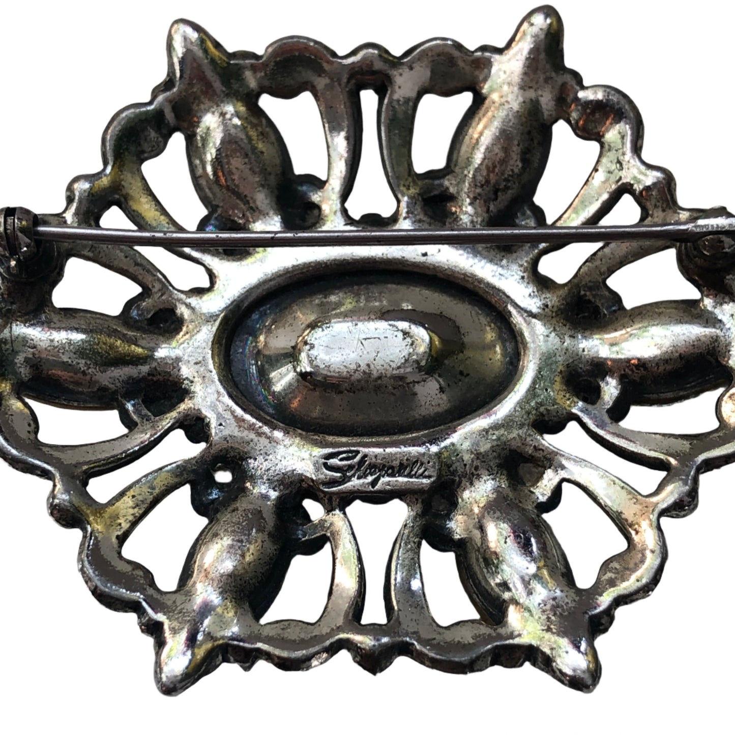 Vintage ELSA SCHIAPARELLI brooch watermelon crystal silver tone