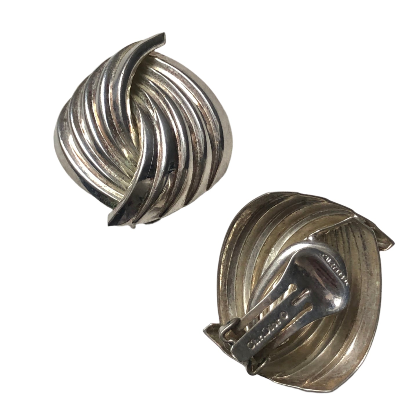 Vintage Dior earring clip on knot silver tone