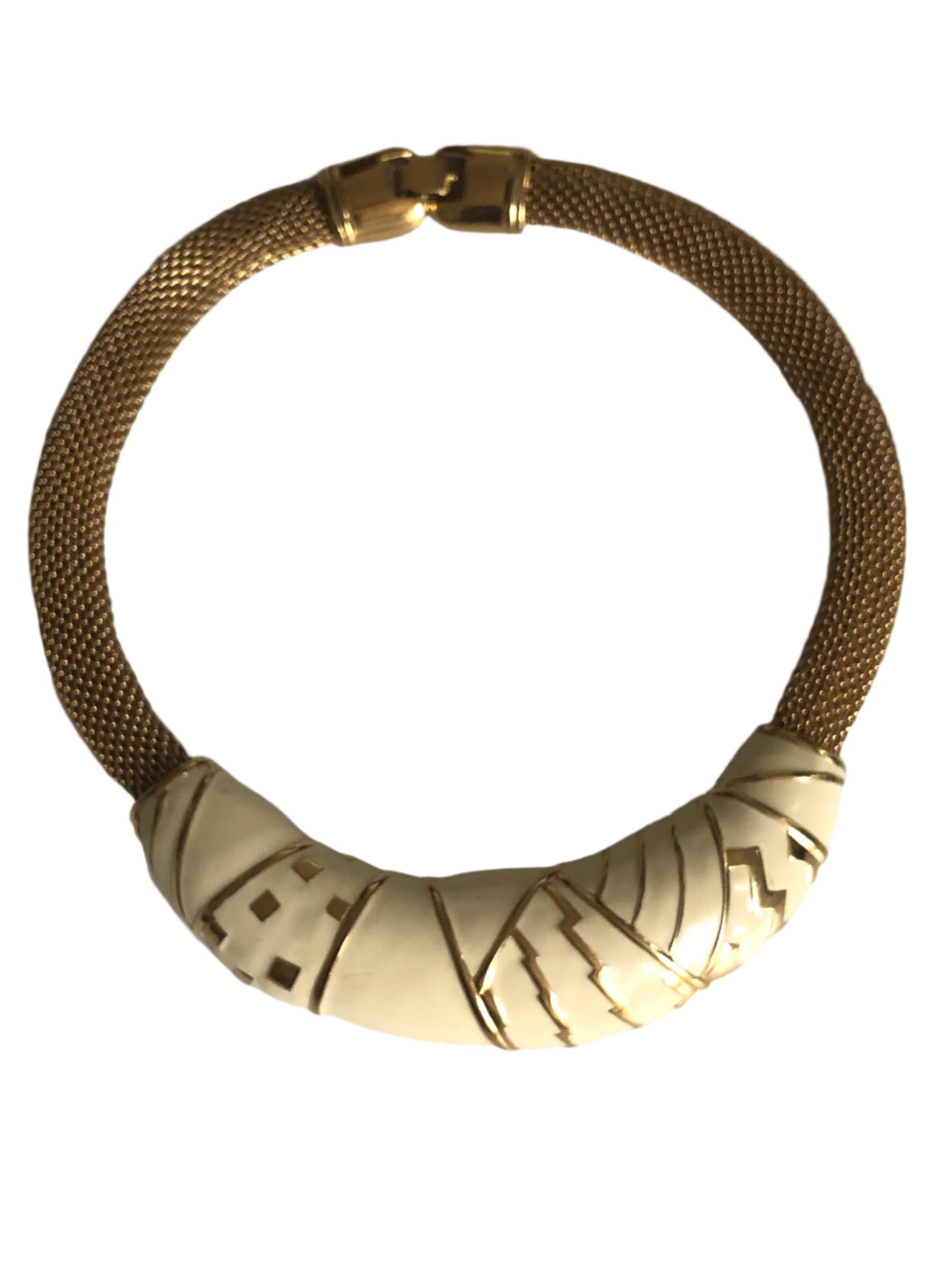 Vintage MONET necklace collar enamel metal mesh