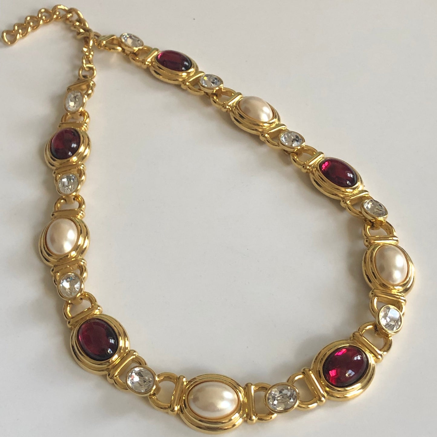 Vintage Monet necklace large cabochon Gripoix style pear gold tone
