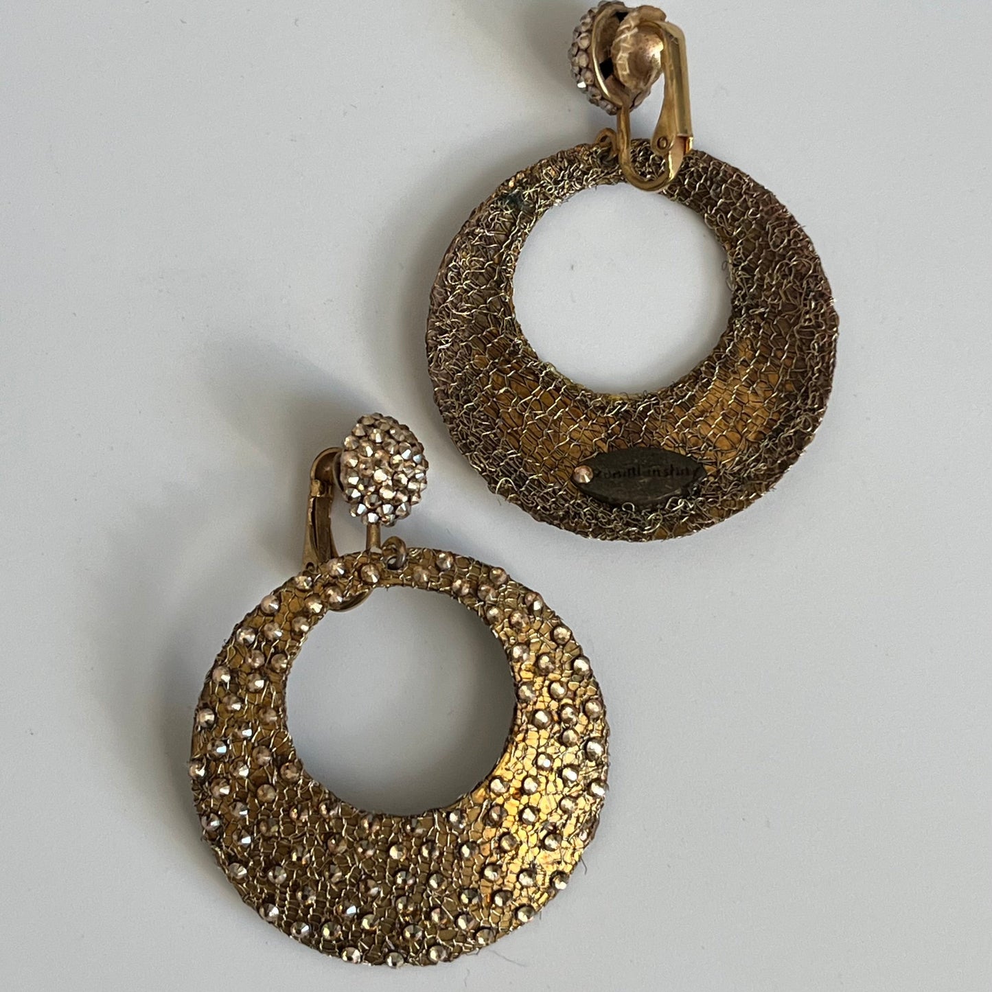 Vintage Roni Blanshay earrings Golden Shadow mesh
