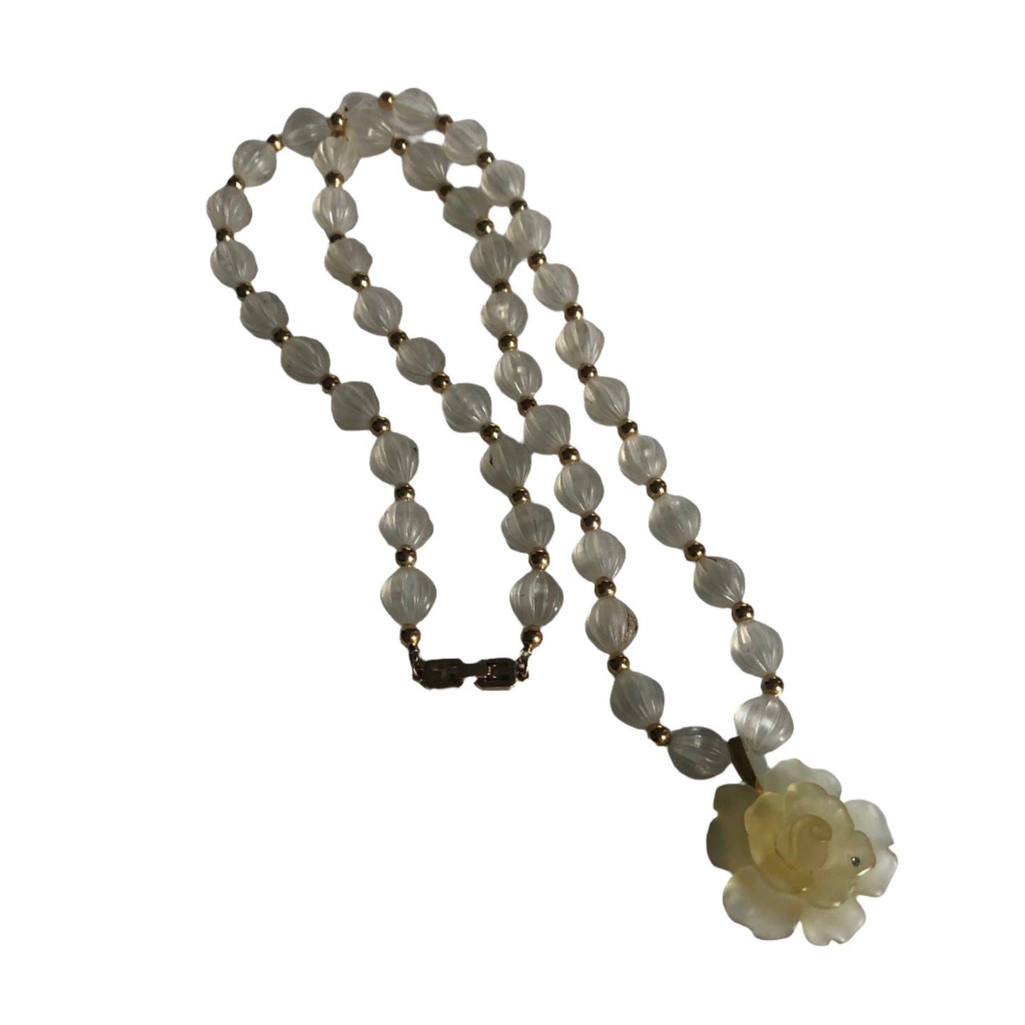 Vintage GIVENCHY necklace lucite beads rose pendant
