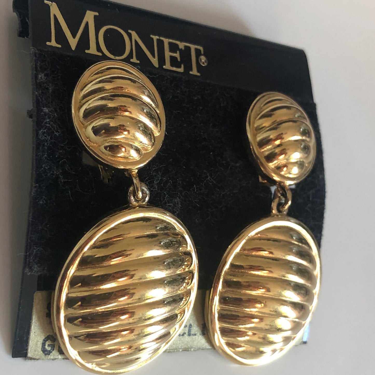 Vintage Monet earrings clip on dangle textured