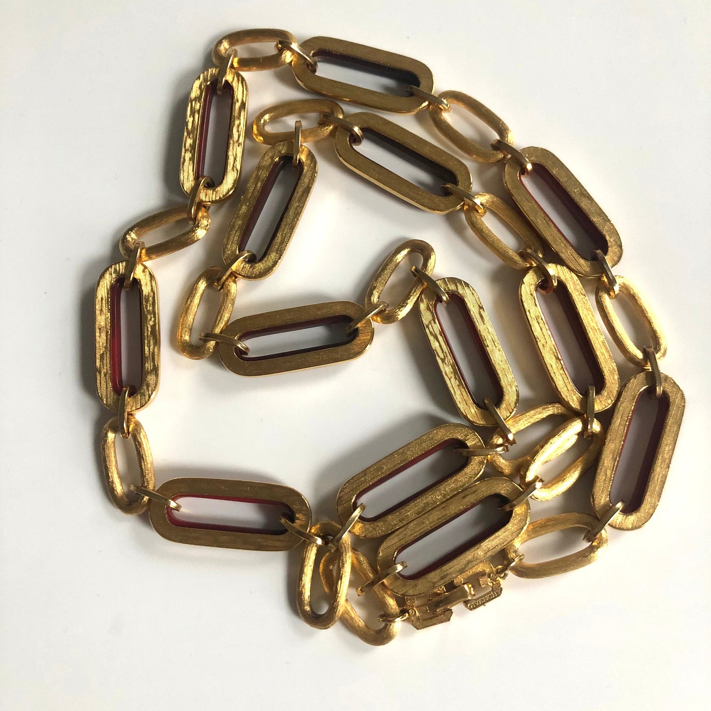 Vintage GIVENCHY necklace chain links lucite gold metal 80s