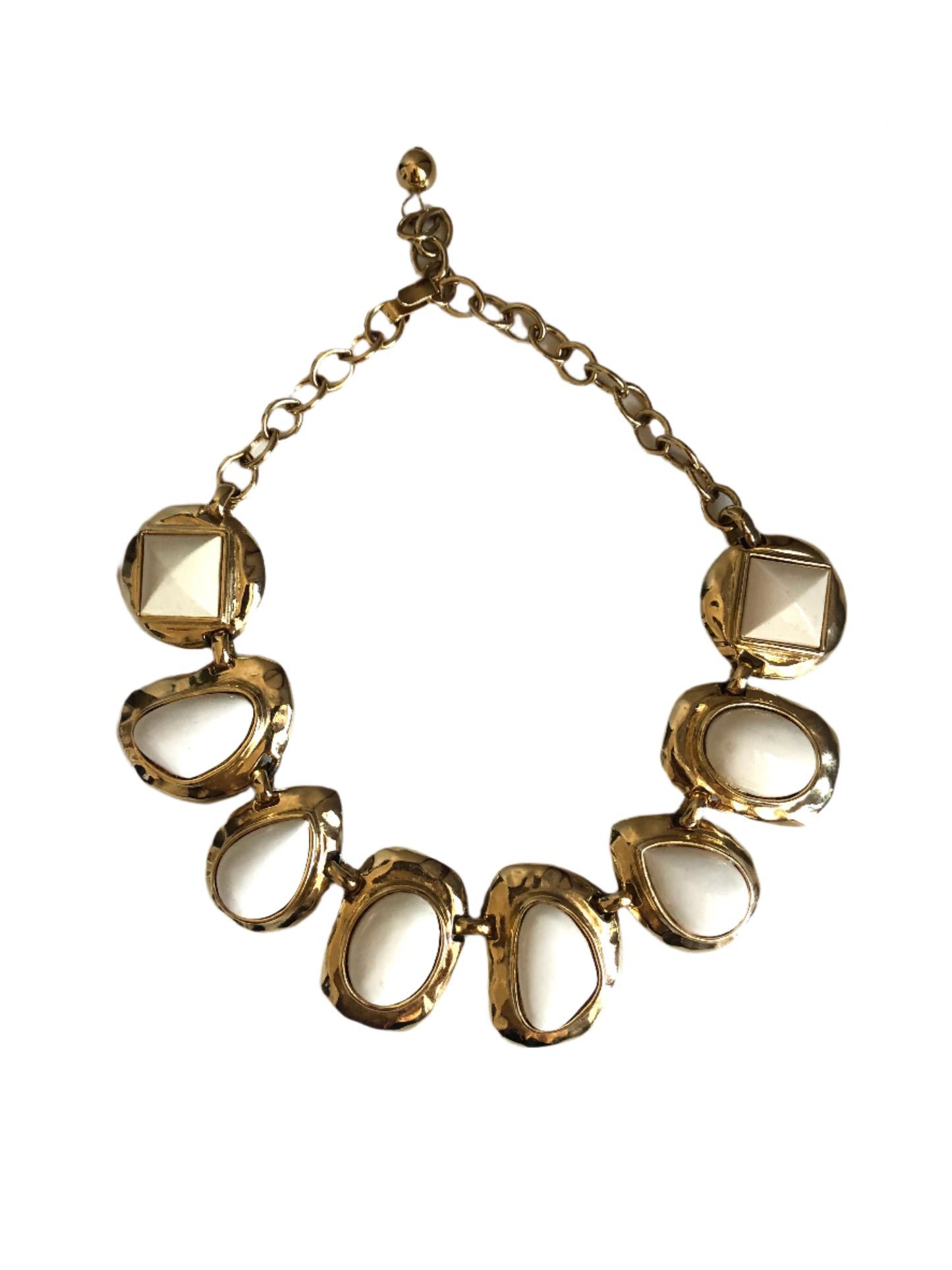 Vintage Les Bernard necklace chunky links resin cabochon