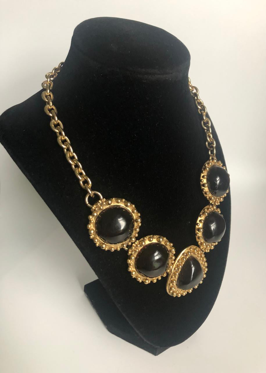 Vintage Les Bernard necklace resin brown cabochon