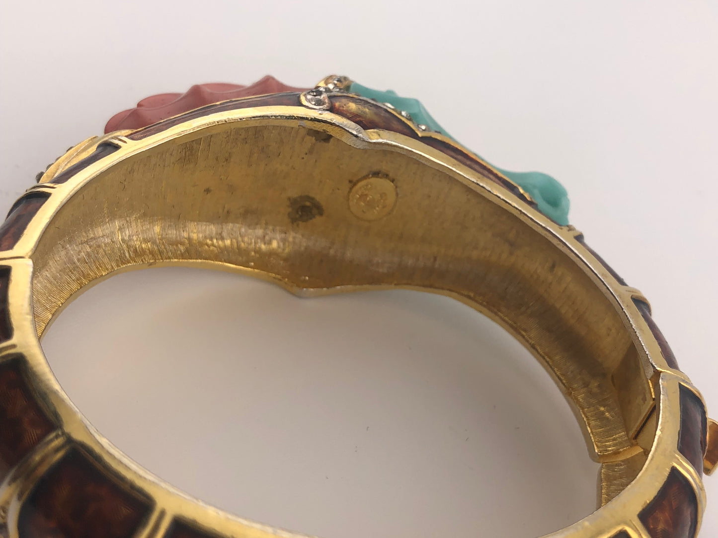 Vintage HATTIE CARNEGIE bracelet dragon enamel rhinestones