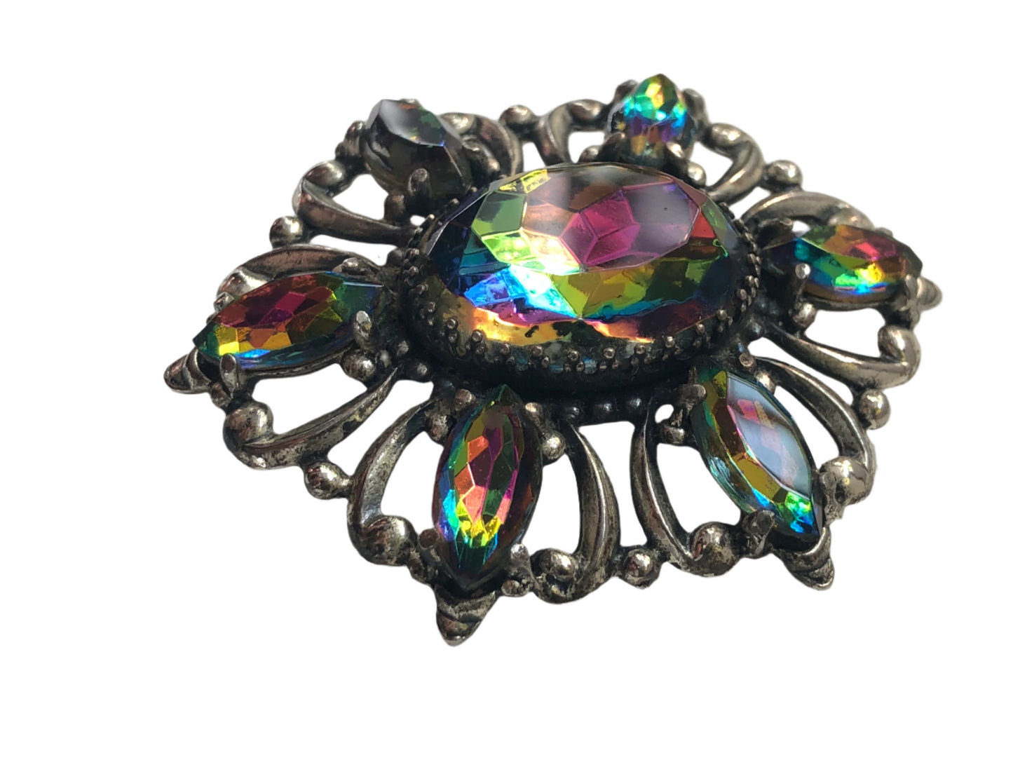 Vintage ELSA SCHIAPARELLI brooch watermelon crystal silver tone