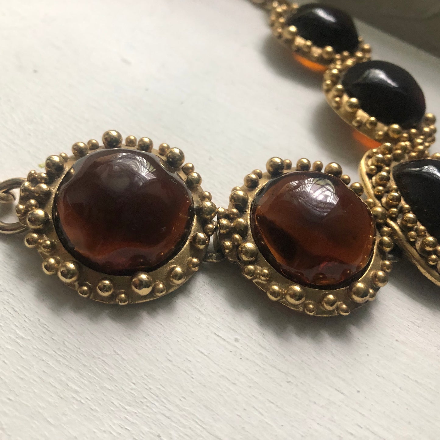 Vintage Les Bernard necklace resin brown cabochon
