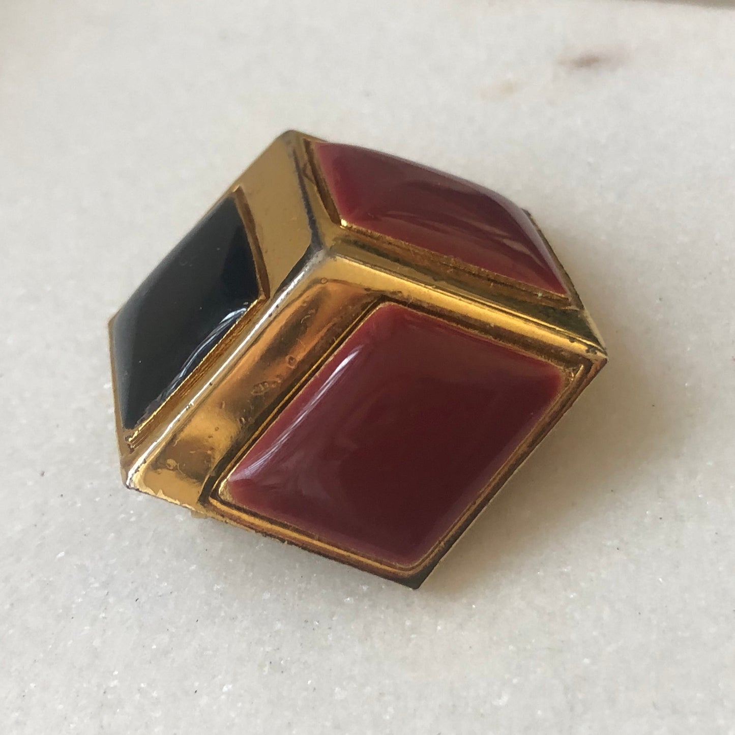 Vintage GIVENCHY pin brooch cube enamel 1980