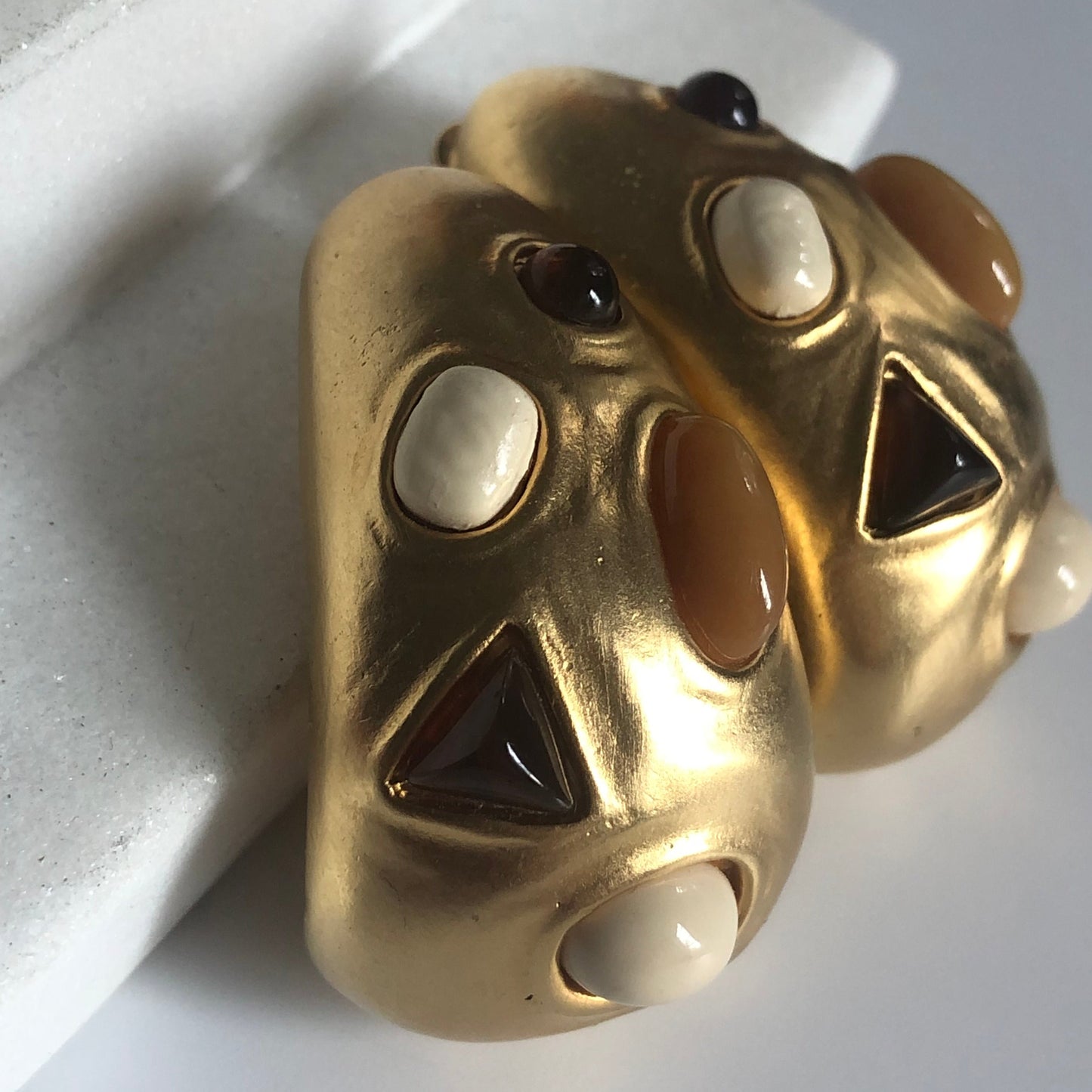 Vintage Les Bernard for Vogue large earrings clip on cabochon