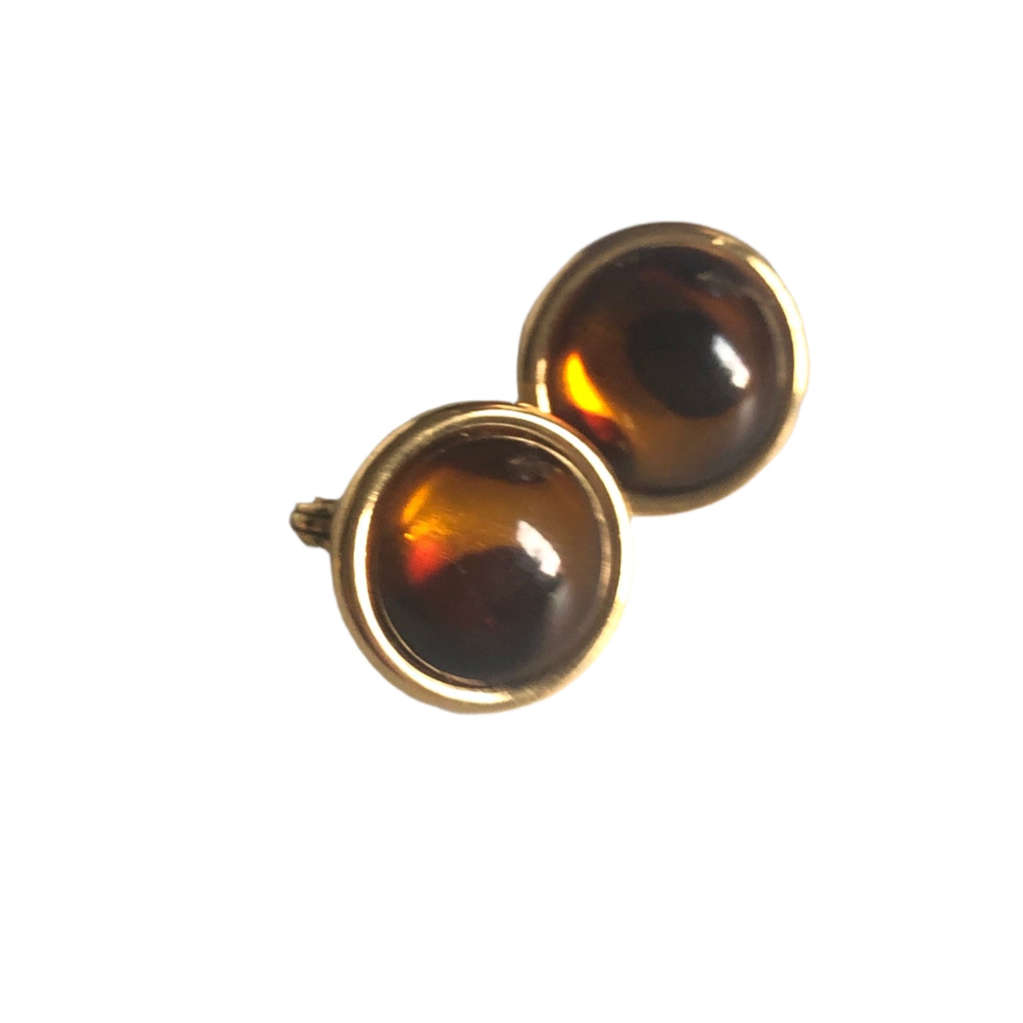 Vintage Monet earrings buttons style lucite “snake eyes” cabochon