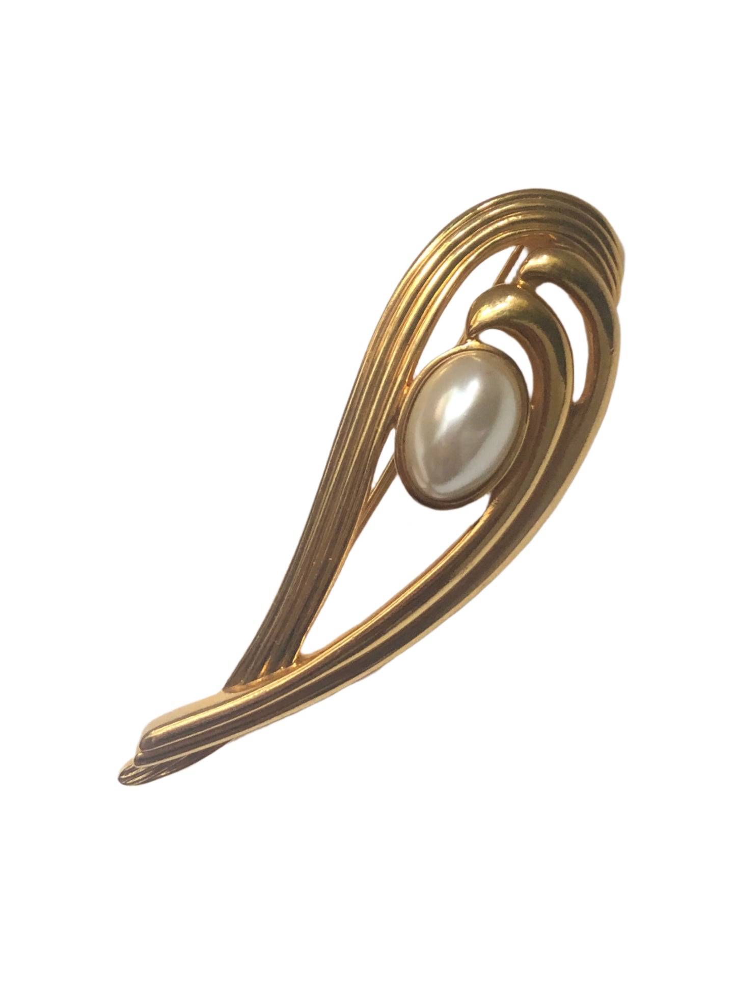 Vintage LANVIN brooch gold tone swirl