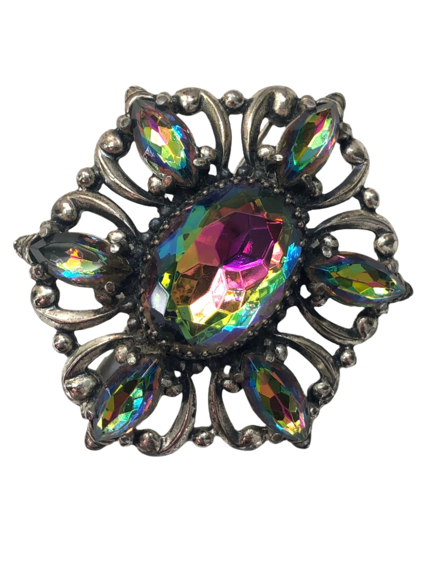 Vintage ELSA SCHIAPARELLI brooch watermelon crystal silver tone