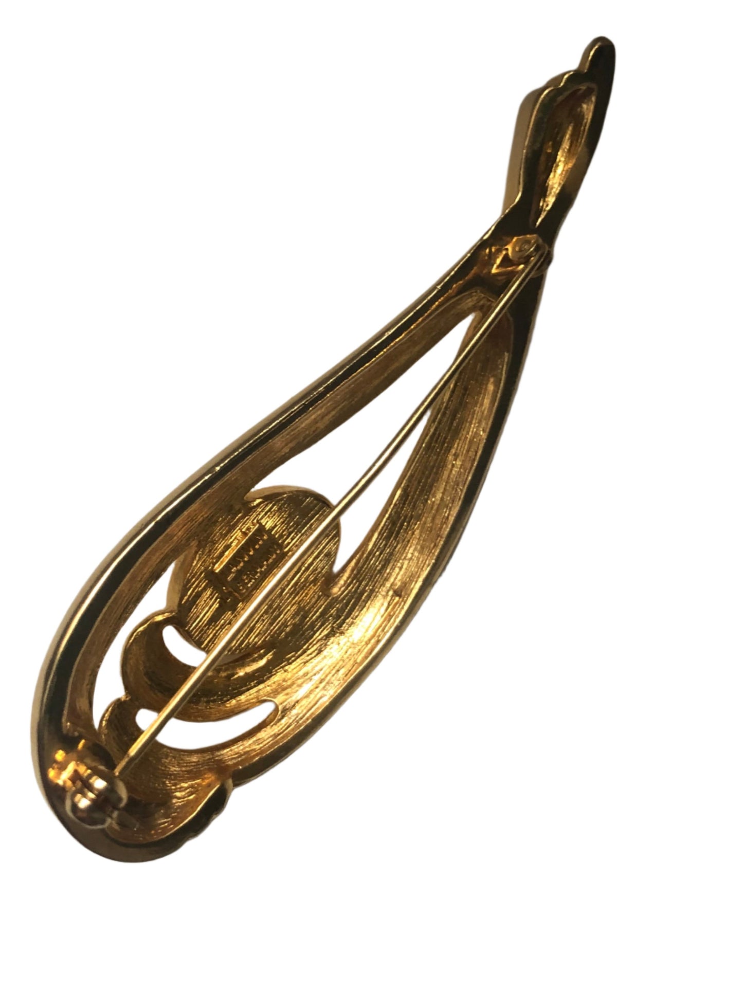 Vintage LANVIN brooch gold tone swirl
