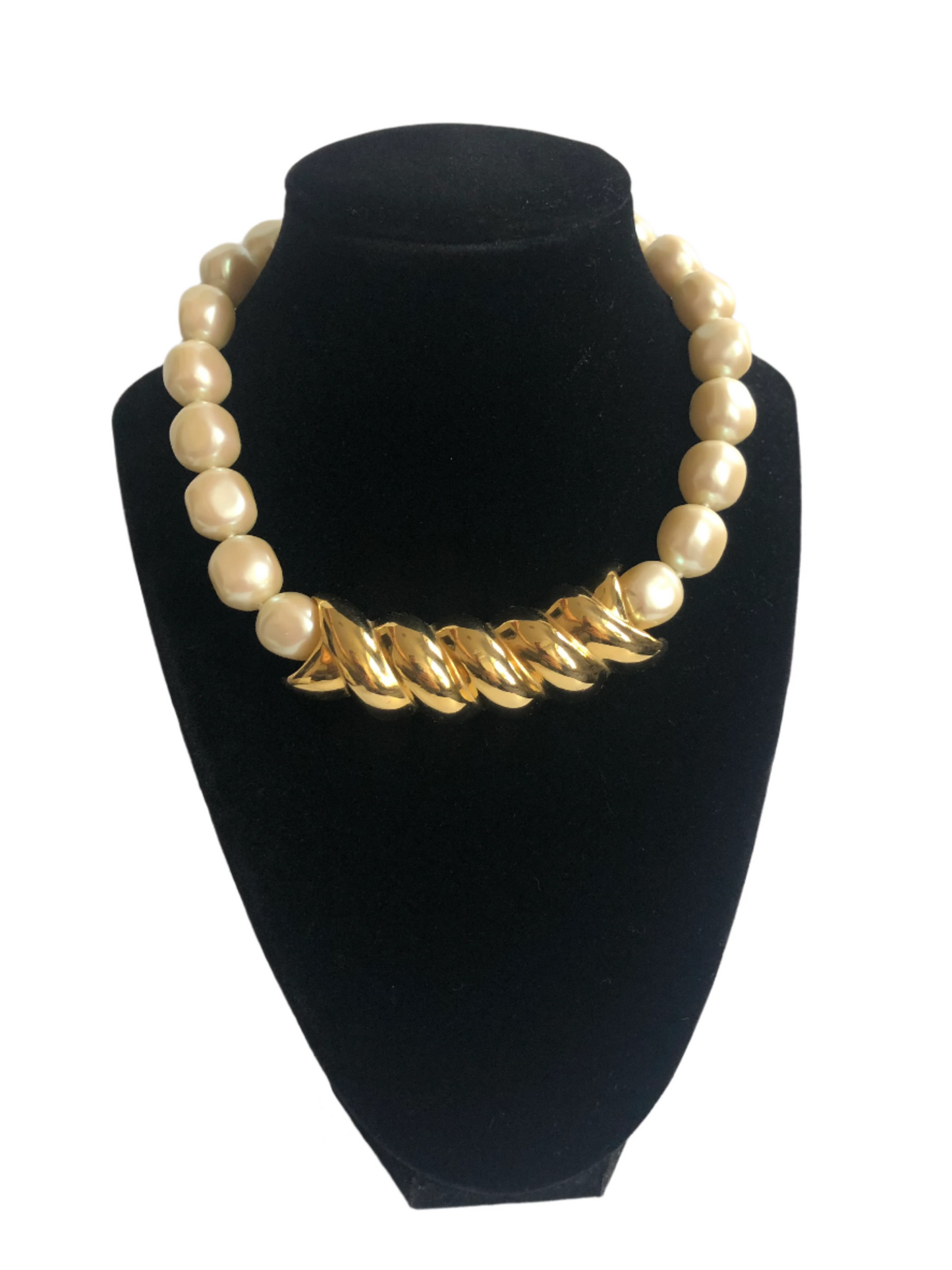 Vintage Les Bernard necklace pearl simulate beads swirl part