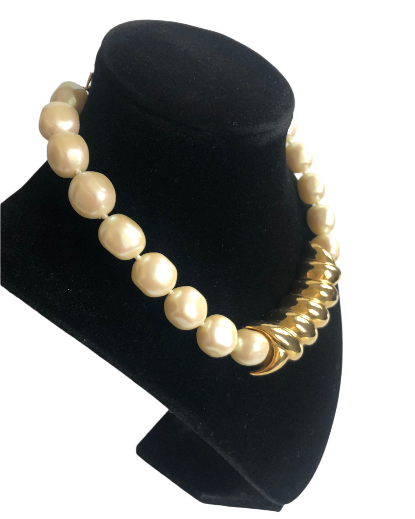 Vintage Les Bernard necklace pearl simulate beads swirl part