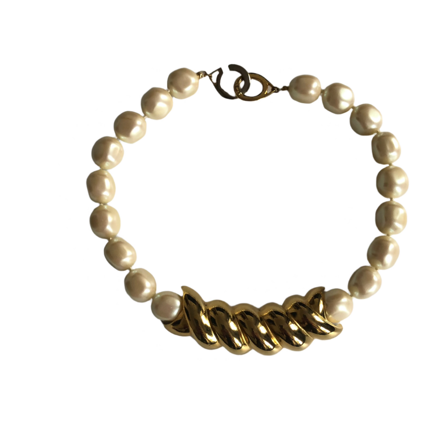 Vintage Les Bernard necklace pearl simulate beads swirl part