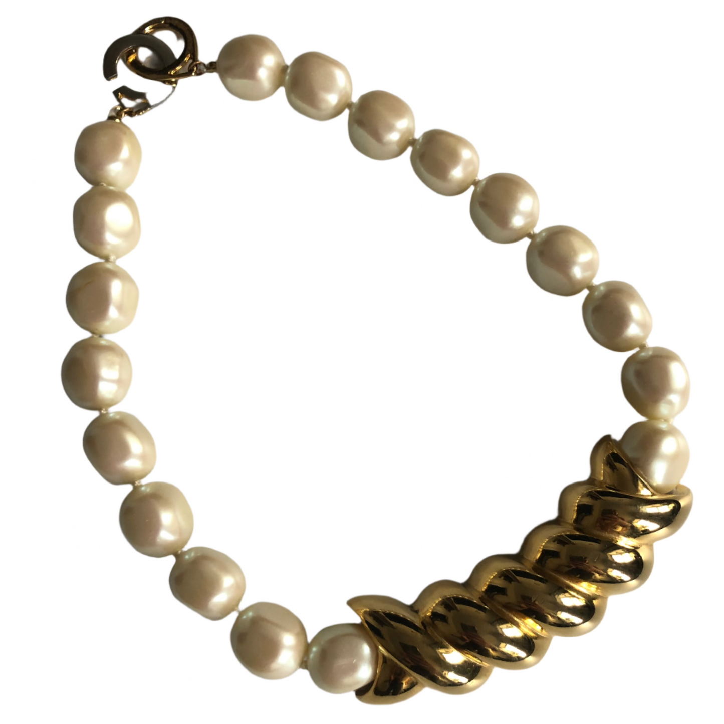 Vintage Les Bernard necklace pearl simulate beads swirl part