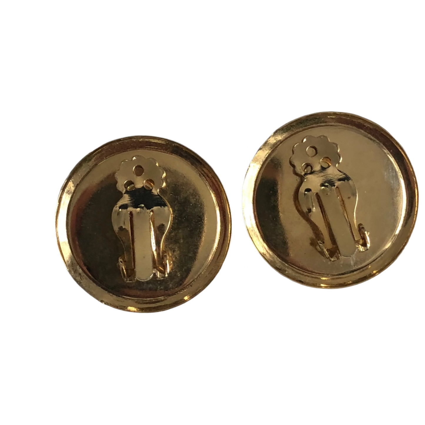 Vintage earrings clip on large blue art glass gold tone