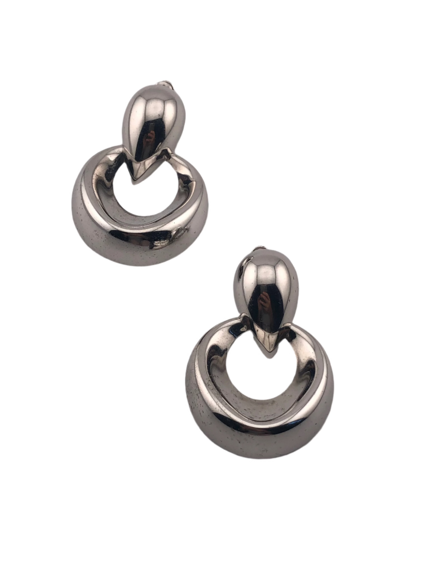 Vintage NAPIER earrings clip on silver tone dangle