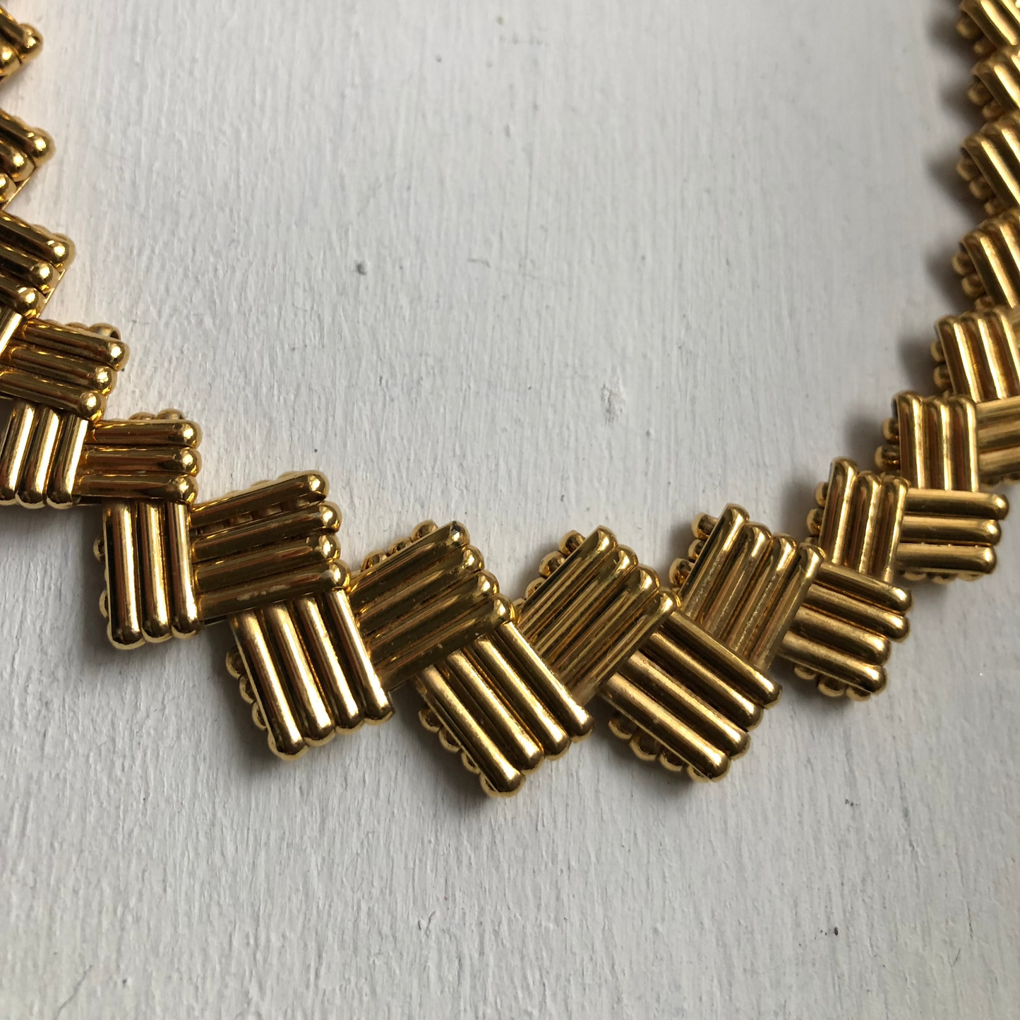 Vintage Napier necklace weaved links gold tone