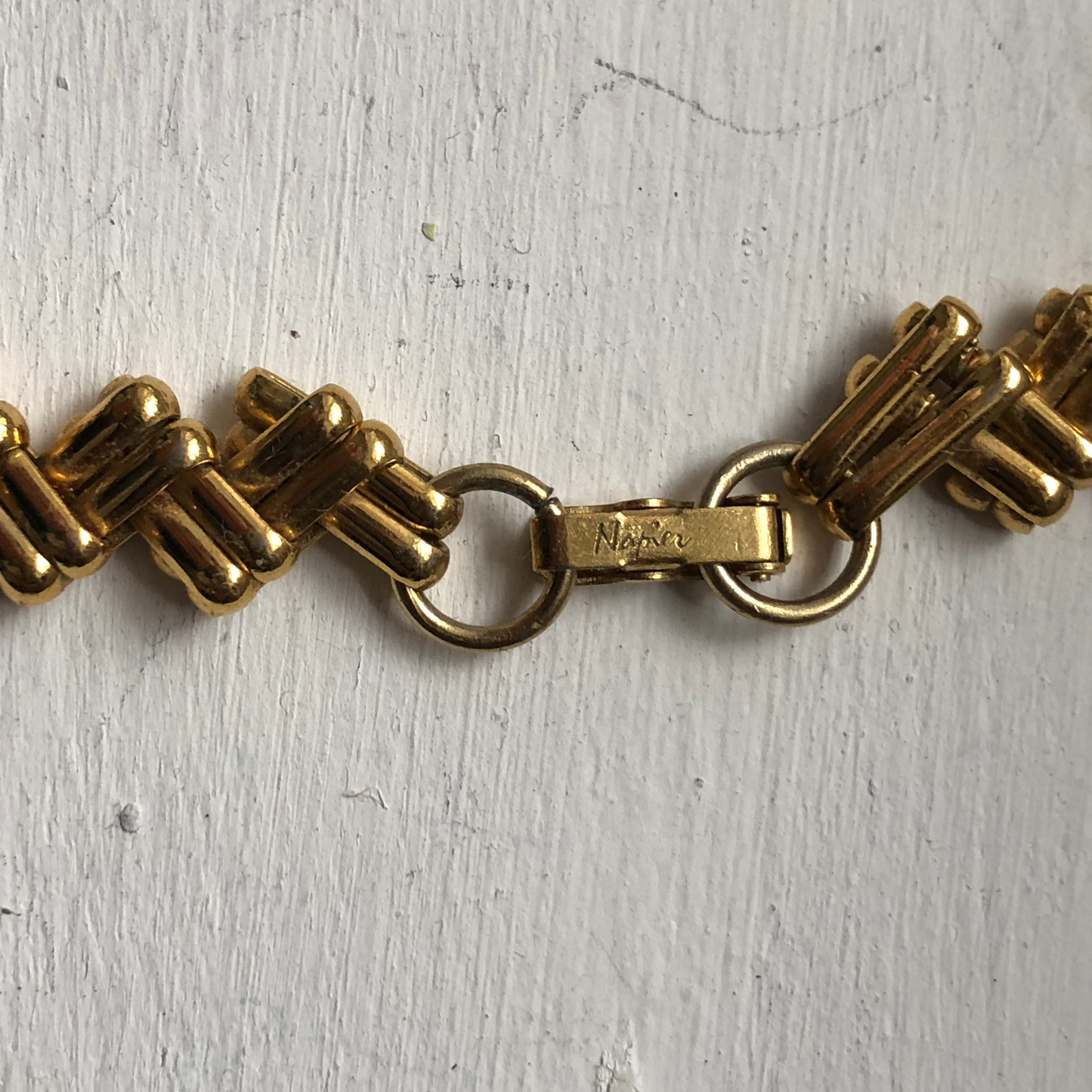 Vintage Napier necklace weaved links gold tone