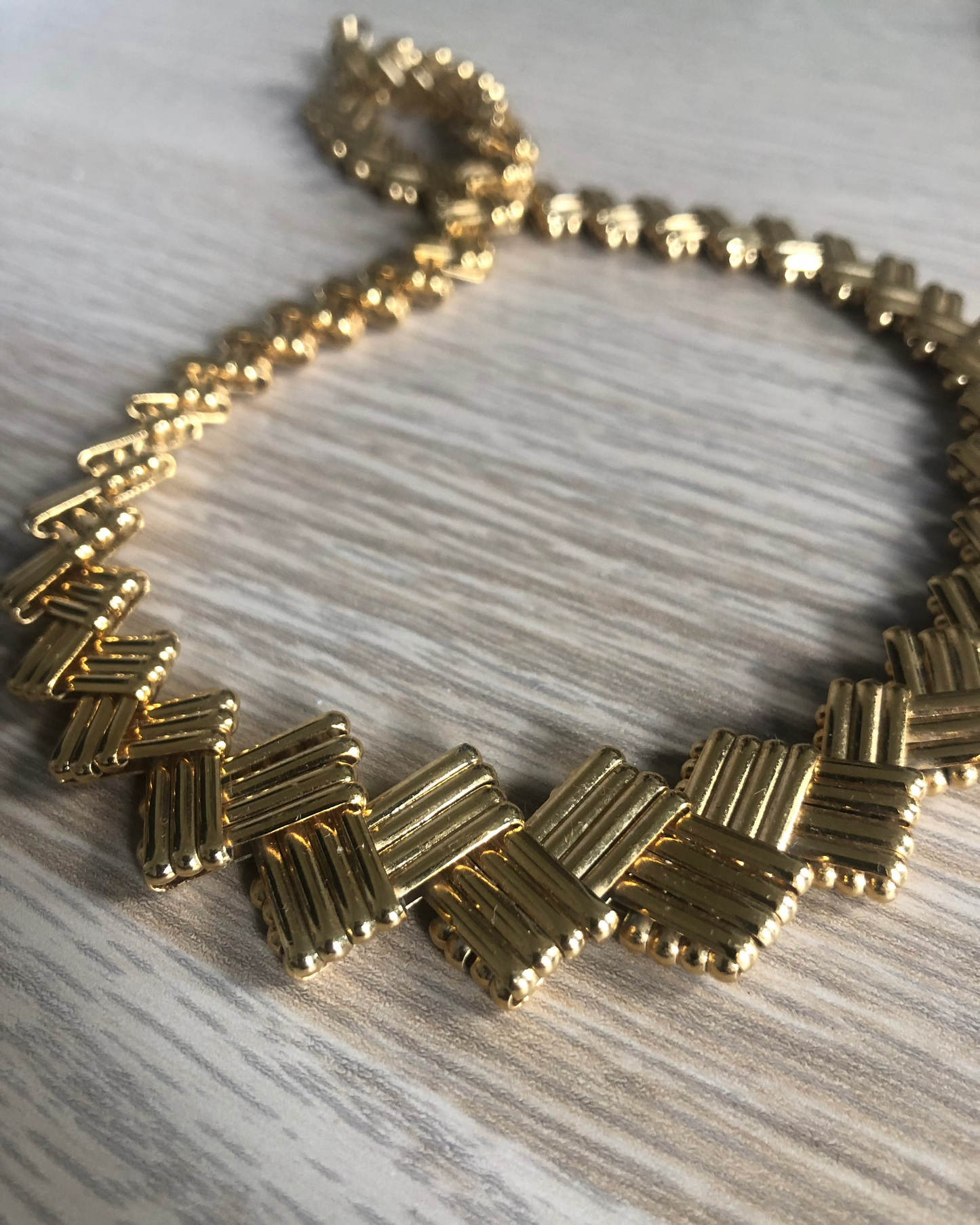 Vintage Napier necklace weaved links gold tone