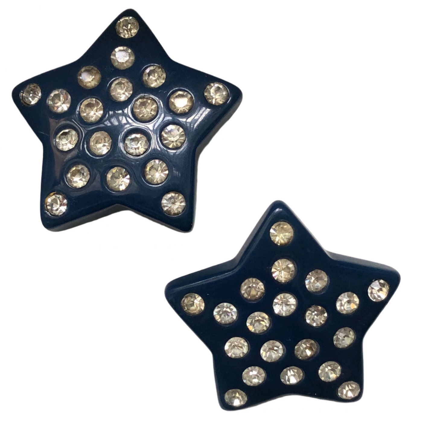 Vintage star earrings clip on large plastic disco glam