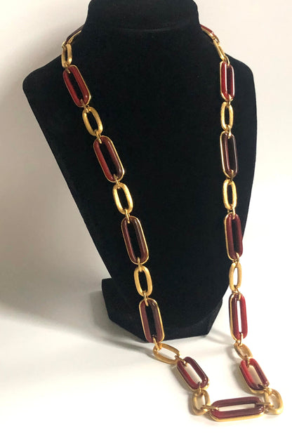 Vintage GIVENCHY necklace chain links lucite gold metal 80s