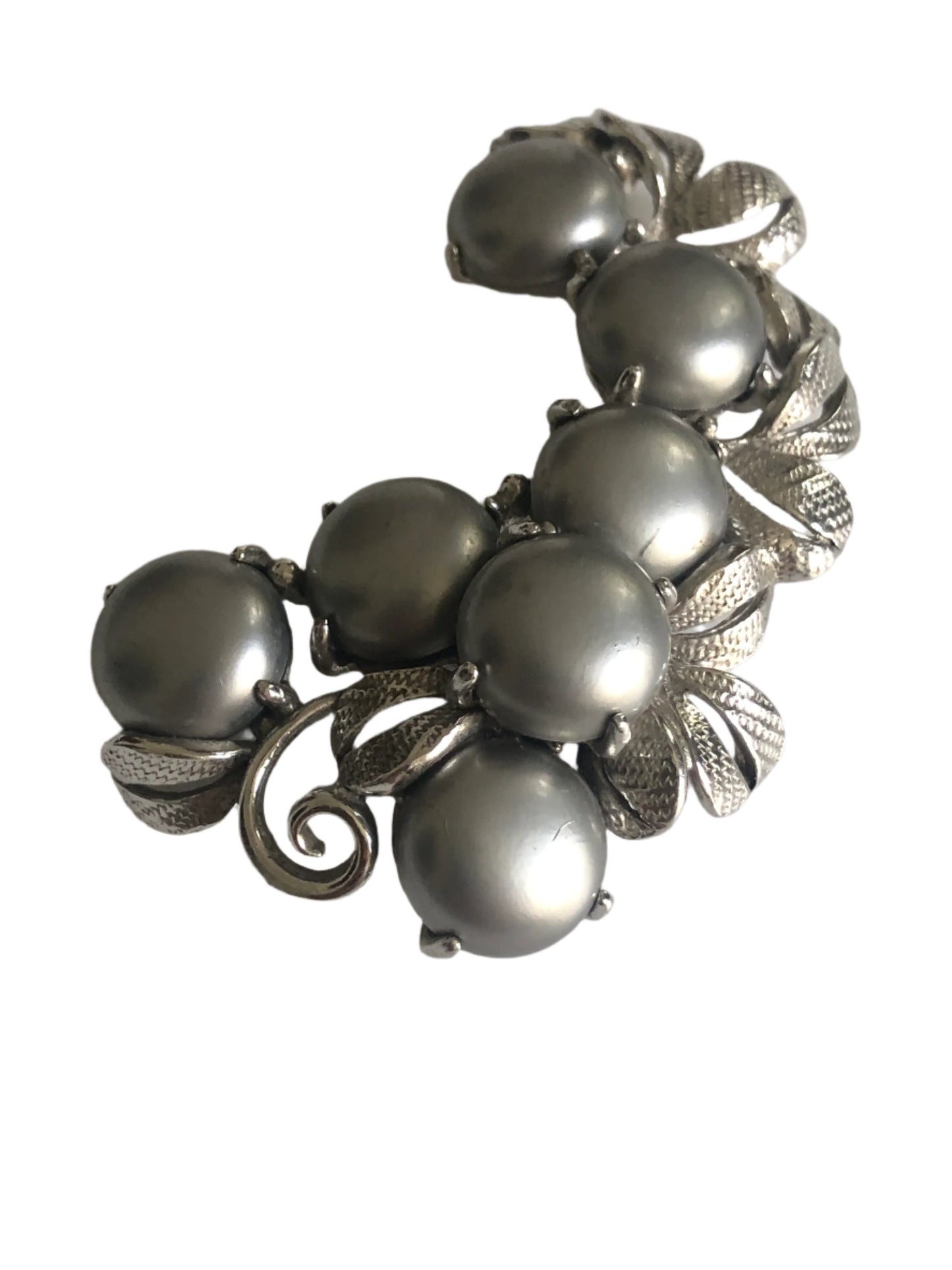 Vintage ELSA SCHIAPARELLI brooch grey pearl cabochon