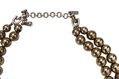 Vintage Monet necklace  glossy metal beads silver tone