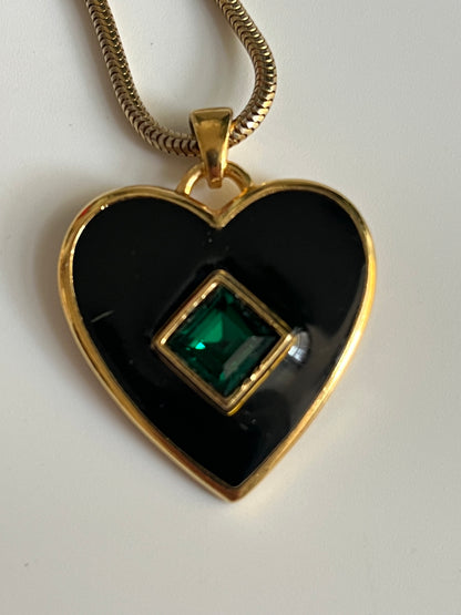 Vintage YSL Saint Laurent  heart enamel pendant