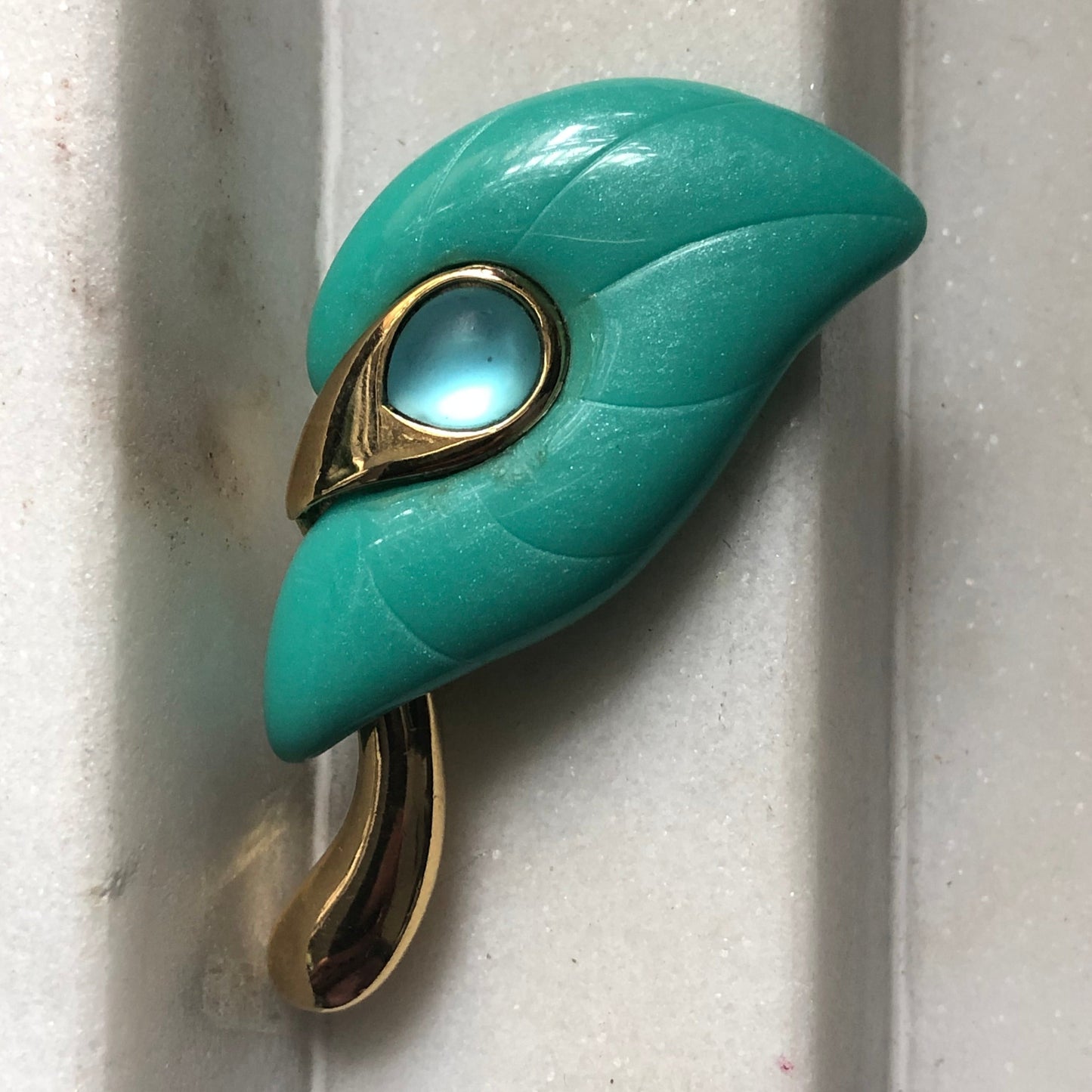 Vintage GIVENCHY brooch pin blue lucite flower