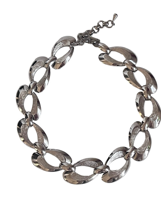 Vintage Monet wide links silver tone 1950s