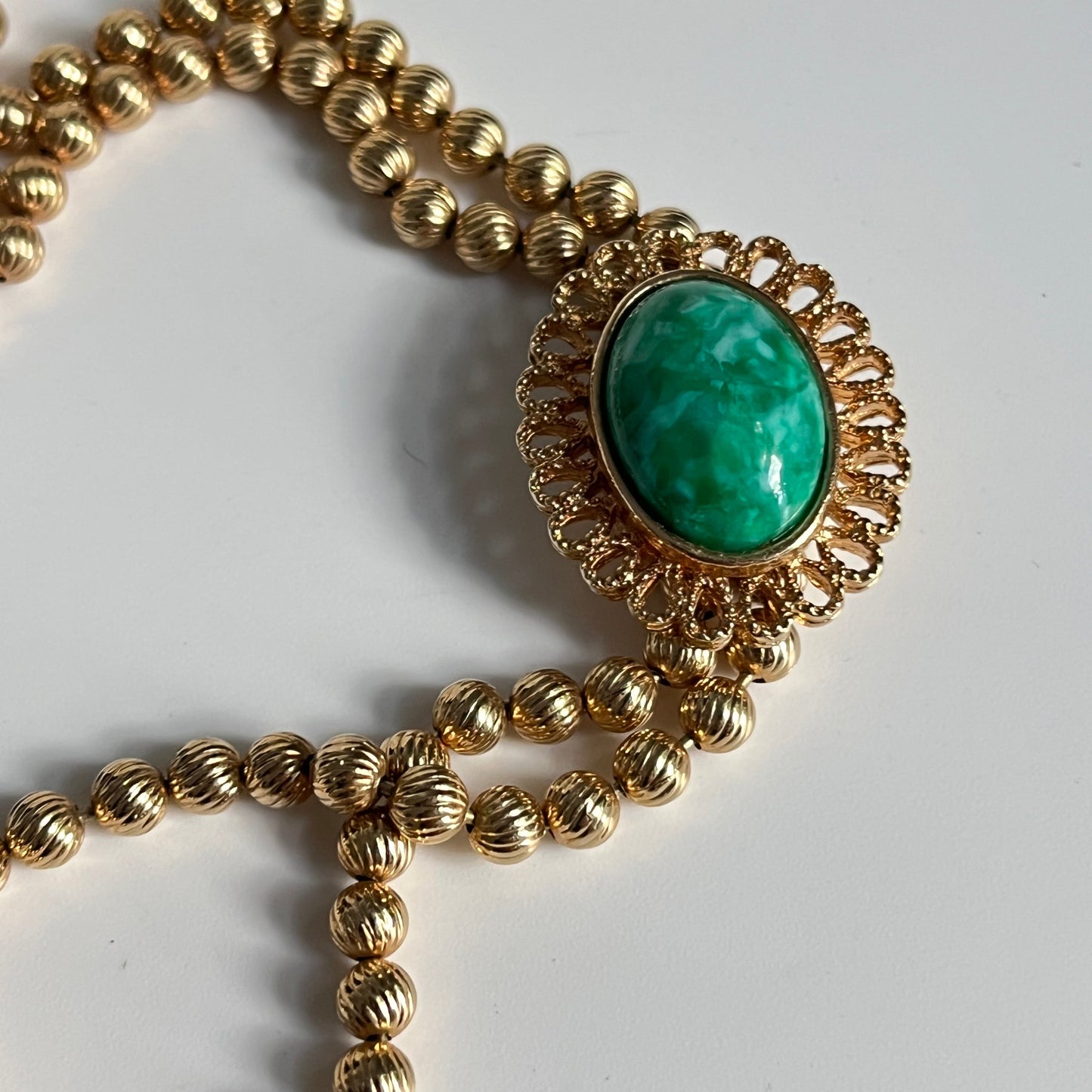 Vintage Avon  for D&E necklace slide pendant tassel peking glass  1973