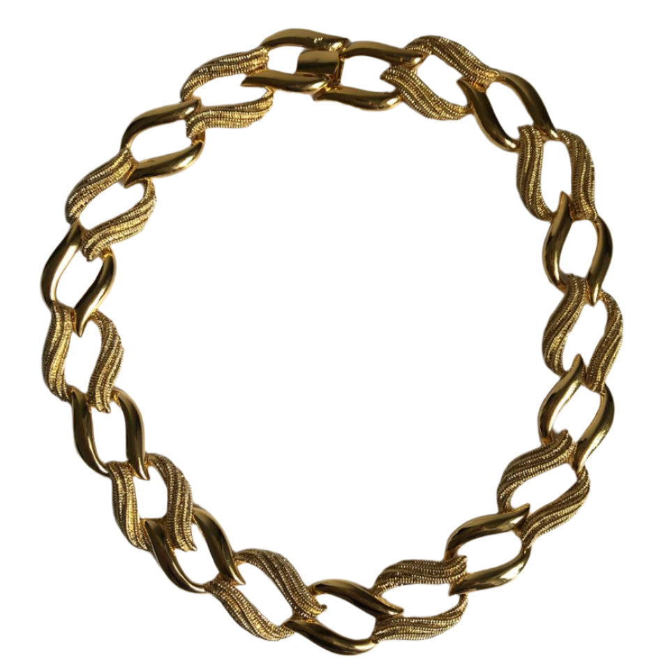 Napier necklace chain texture link gold tone