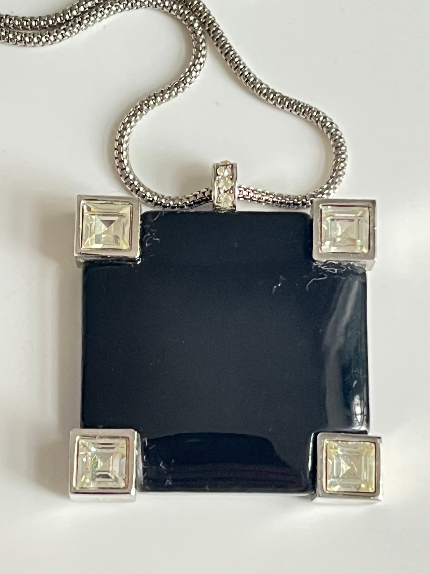 Vintage GIVENCHY necklace silver tone pendant 1976