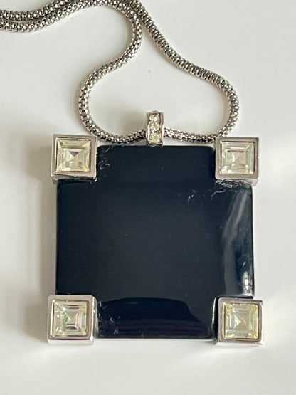 Vintage GIVENCHY necklace silver tone pendant 1976