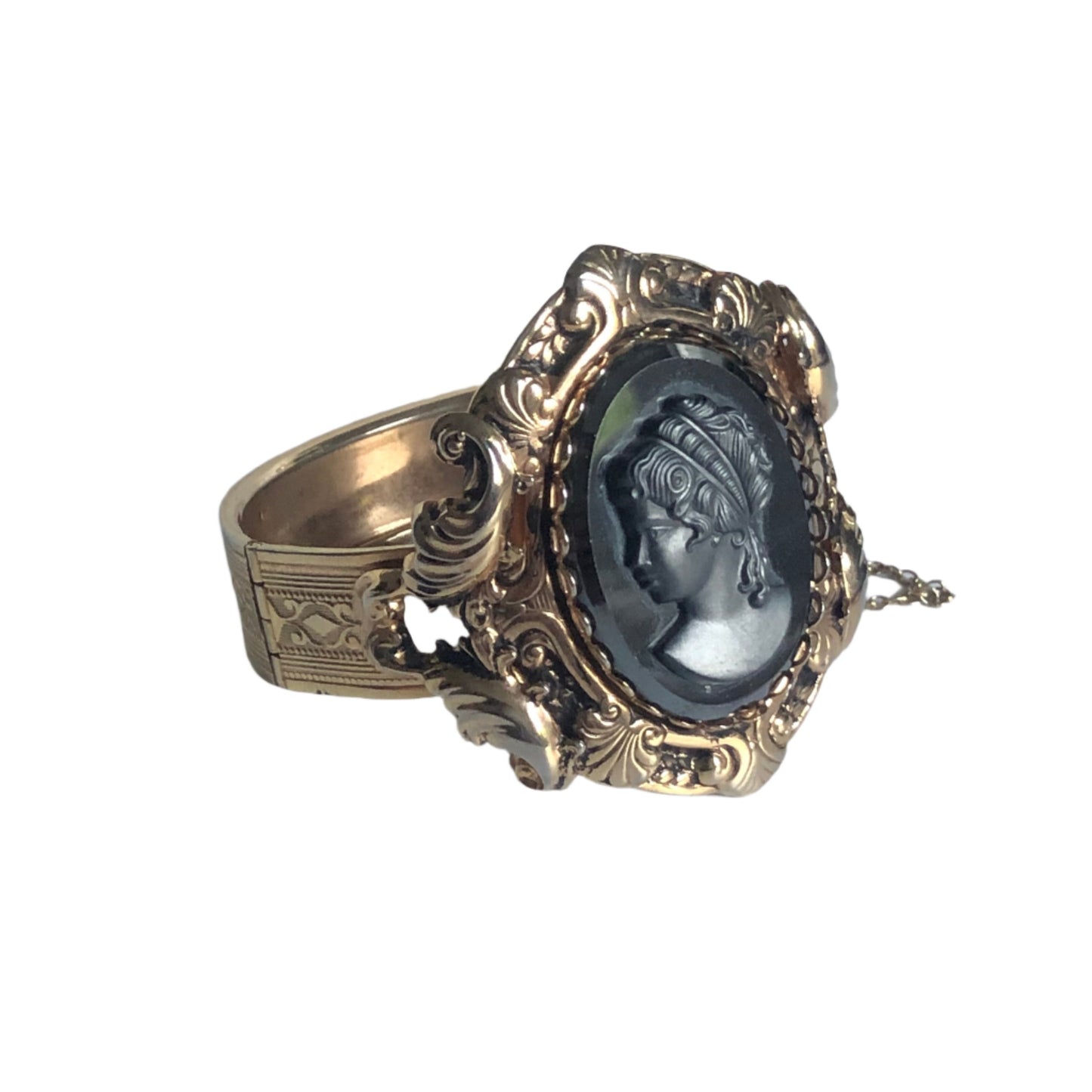 Vintage bracelet cameo French jet glass