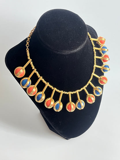 Vintage ACCESSOCRAFT necklace collar ball Egyptian style