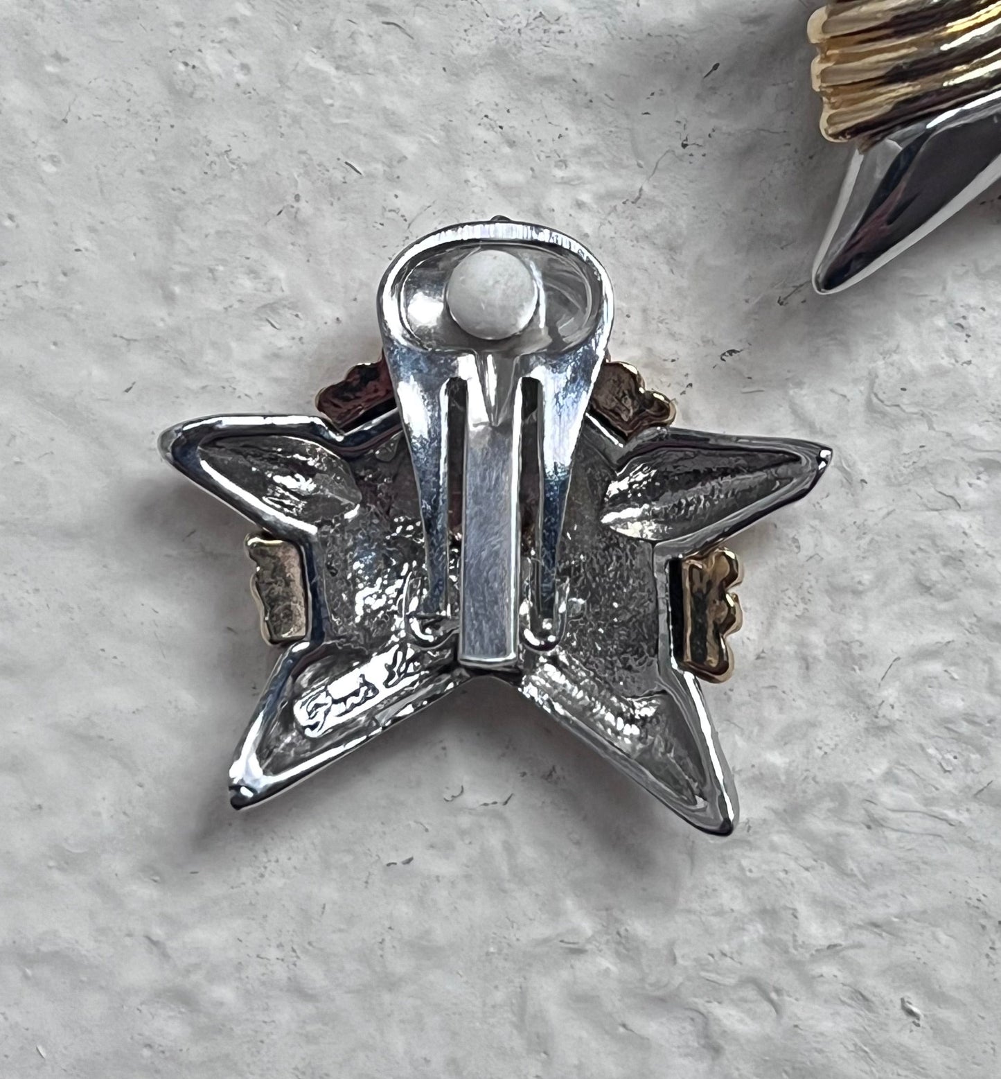 Vintage earrings clip on star silver gold tone Park Lane