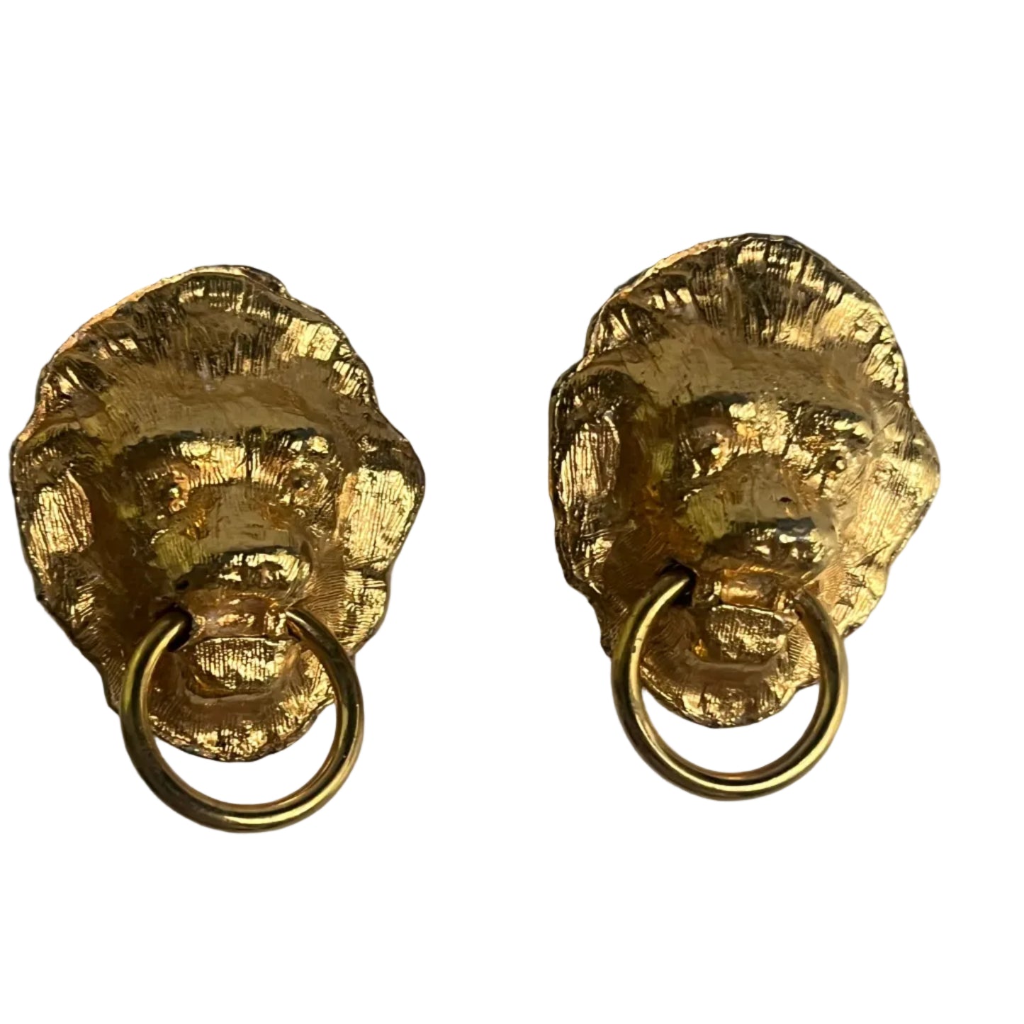 Vintage earrings clip on lion head