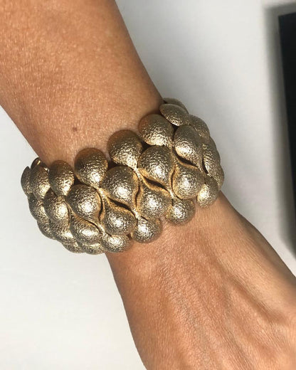 Vintage Napier wide bracelet textured gold plated