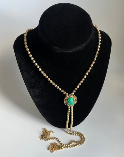 Vintage Avon  for D&E necklace slide pendant tassel peking glass  1973