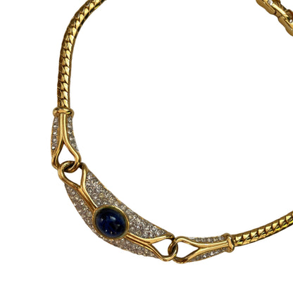 Vintage GIVENCHY necklace blue stone pave rhinestones