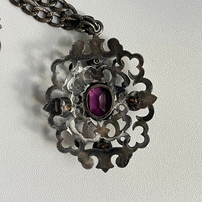 Vintage Napier necklace  art nouveau purple rhinestone 1940’s