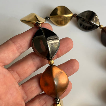 Vintage YSL necklace large beads multi tone